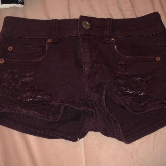 Jean shorts maroon - Picture 1 of 3